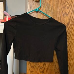 SHEIN Black Long Sleeve Fitted Crop Top